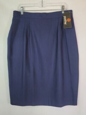 Vintage PANTHER Navy Pencil Skirt Size 18 Lined Office Workwear Preppy Academia